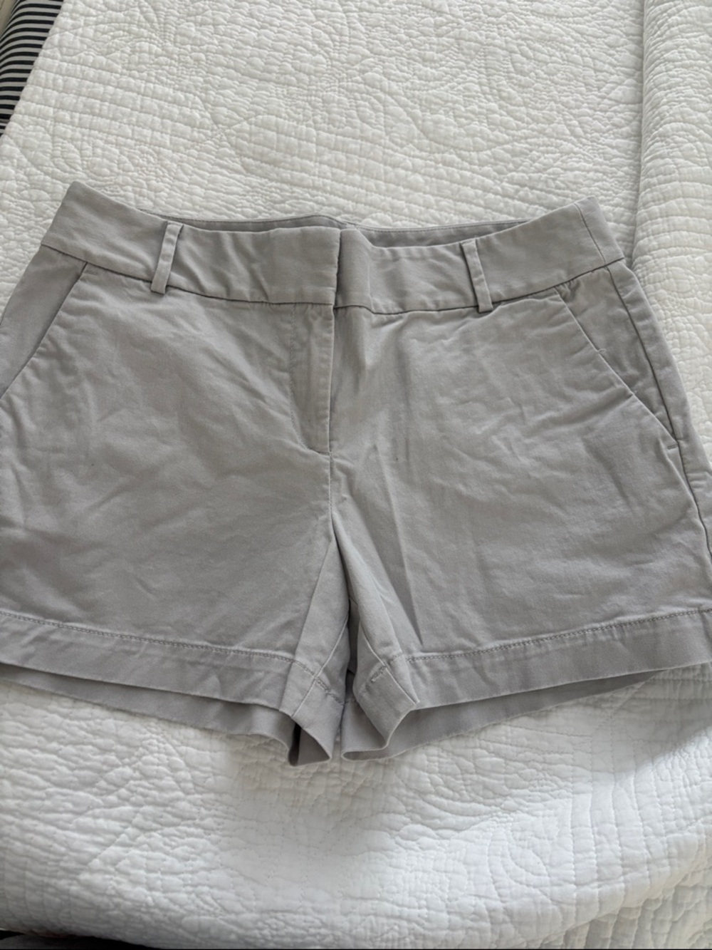 LOFT Light Gray Tailored Stretch Shorts